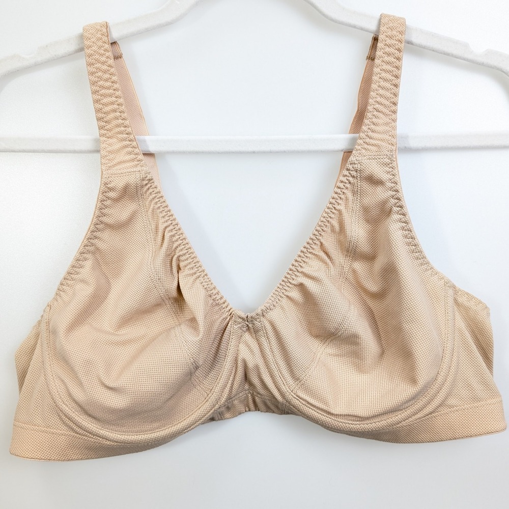 Moving Comfort High Impact Underwire Sports Bra Size 38A Tan DriLayer Comfort